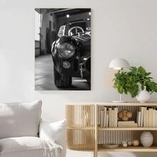 Framed 1pc Framed Black And White Car Photo Print – Classic Sports Car Artwork With Premium Frame, Modern Wall Decor For Living Room, Office, Or Cafe – Perfect Gift For Holidays, Birthdays, And Special Occasions, Car Decor - Framed - View 1