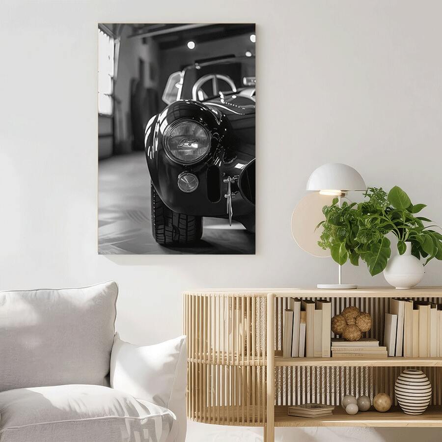 Framed 1pc Framed Black And White Car Photo Print – Classic Sports Car Artwork With Premium Frame, Modern Wall Decor For Living Room, Office, Or Cafe – Perfect Gift For Holidays, Birthdays, And Special Occasions, Car Decor - Framed - View 1