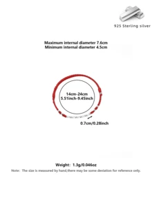 1pc S925 Sterling Silver Chain Bracelet, Lucky Bamboo Knot Braided Red String Bracelet, Small Gift For Best Friend, Suitable For Girls, Boys, Daily Wear, Travel, Party, Collection, Comes In Elegant Gift Box - Red - View 7