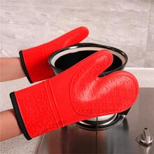 Luvas Térmica Para Forno Cozinha Par De Luvas Com Forro Para Fogão De Silicone Lavável Premium - Multicolorido - Visão 3