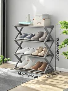 Estantería plegable de plástico de 4 niveles - Organizador de almacenamiento independiente para varias habitaciones, diseño ahorra espacio que sostiene hasta 12 pares de zapatos