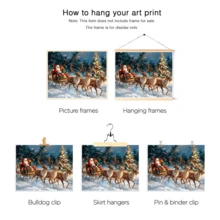 لوحة جدارية فينتاج قطعة واحدة، طباعة على قماش لسانتا كلوز وعربة الأيائل، للاستخدام الداخلي أو الخارجي، موضوع السيد كلوز، ديكور عيد الميلاد | ملصق عيد الميلاد | مؤطر أو غير مؤطر، ديكور الغرفة، ديكور المنزل، ديكور غرفة طالب الجامعة، هدايا لديكور الجدران في الفندق، المنزل، غرفة المعيشة، غرفة النوم، الحمام والمكتب