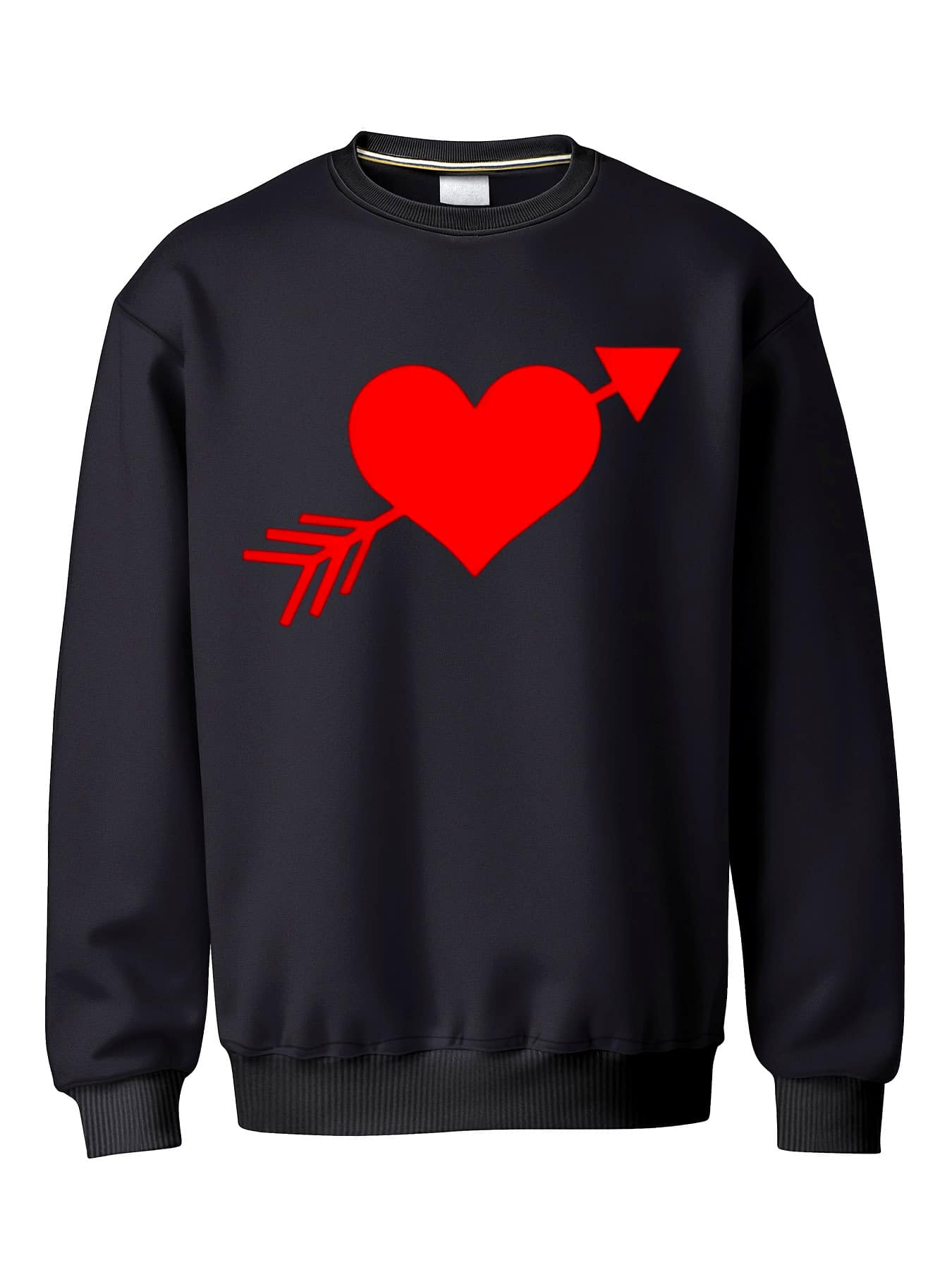 Valentine'S Day Gift To Send Love To Embrace Interesting Patterns Men'S New Sweater Printed Pattern Round Neck Sweater Fashion Classic Leisure Sweater, Autumn And Winter Sweater Tops, Conventional Men'S General, Micro-Elastic. - 黑色 - 查看 1
