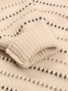 1pc Toddler Boys/Girls Striped Knit Pullover Sweater, Beige, Suitable For Autumn & Winter - Beige - View 8