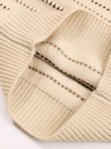 1pc Toddler Boys/Girls Striped Knit Pullover Sweater, Beige, Suitable For Autumn & Winter - Beige - View 9