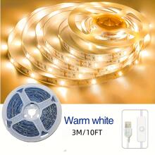 1条带按钮开关的LED灯带 - USB供电,暖白/冷白光可选,安装简便,长度可选1米至10米,适用于梳妆镜照明、家居DIY、办公桌、卧室、电视墙、天花板、节日装饰、母亲节/情人节礼物和派对活动,LED灯,卧室LED灯 - 彩色 - 查看 15