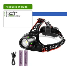 Super Bright 800WLED Headlight Powerful Rechargeable Head Flashlight, High-Power Fluorescent Lamp Adjustable Waterproof Work Light For Night Fishing Camping Hiking Fishing Headlight