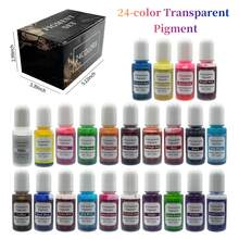 علبة 24 لون / 10 مل صبغة شفافة عالية الشفافية على أساس زيتي ، صبغة شفافة لراتنج الإيبوكسي الأشعة فوق البنفسجية ، غراء AB عالمي