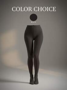 加强型女式80g性感打底裤，黑色尼龙高弹力打底裤，性感修身打底裤和紧身裤，女士薄款秋季打底裤，万圣节，秋季服装女装 - 黑色 - 查看 4