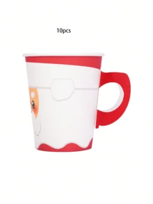 10pcs/40pcs/80pcs White Christmas Hot Cold Paper Cups With Handles Christmas Party Holiday Cup Tea Cups Xmas Drinking Cups Coffee Mugs With Elf Snowman Santa Gingerbread Man Design For Daily Use Winter Holiday Happy Merry Christmas Party Drinkware