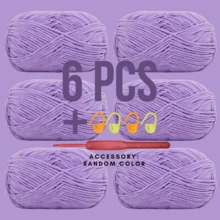 1 Package/6 Packages (50g/Package) Cute Little Ah 3mm Fine Ice Yarn, Soft And Fine Texture, For Knitting Baby Items, Jacket, Hat, Shoes, DIY Handicrafts, Home Decor, Etc. (6 Packages With A Free Crochet Hook Set) - Multicolor - View 18