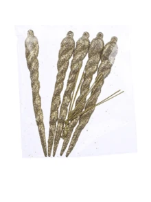 5 Stücke verdrehte Kunststoff-Eiszapfen-Hängeornamente für Weihnachtsbaum-Dekorationen und Feiertagsparty-Hochzeitsdekoration (Gold), geeignet für Raumdekoration, Heimdekoration, Schlafzimmerdekoration, Weihnachtsdekoration, Weihnachtsgeschenke, Geburtstagsgeschenke, Hochzeitsdekoration, Weihnachtsdekoration, Winter