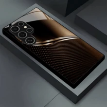 Compatible With Samsung Galaxy S25, S24, S23, S22, S21, S20 FE, And Other A-Series Models. Features A Stylish Black-Brown Gradient Curved Pattern Glass Phone Case. Also Compatible With  17/ 17 Pro/ 17 Pro Max,  16, 15, 14, 13, 12, 11, And Pro Max Models. - đen - Xem 4