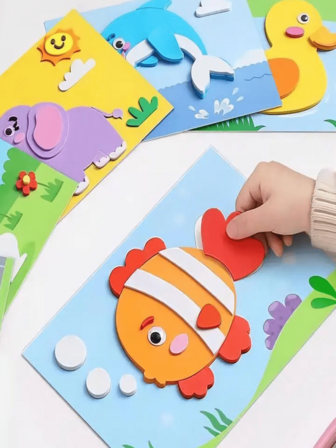 3D 贴纸艺术工艺套装 - DIY 动物和车辆卡通贴纸，适合创意玩乐，动手活动套装，可增强专注力和精细运动技能，是送给年轻学习者和爱好者的有趣礼物