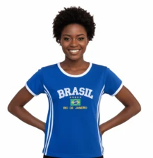 Women's Brazil Y2K Shirt – Long Baby Look - Xanh đậm - Xem 7