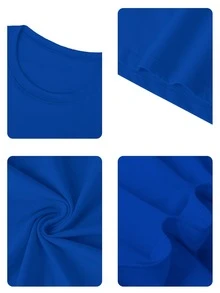 K-GLORY Men's Casual Versatile Simple Graphic Print Short Sleeve T-Shirt - Royal Blue - View 6