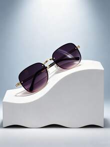 Fashionable Square Retro Women's Glasses, Metal Splice Slimming Decorative Glasses, Women's Daily Fashion Accessory