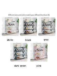 Estantería plegable de plástico de 4 niveles - Organizador de almacenamiento independiente para varias habitaciones, diseño ahorra espacio que sostiene hasta 12 pares de zapatos