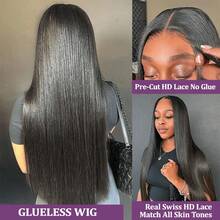5x5 High Definition Transparent Lace Front Wig, Bone Straight Lace Wig, 200% Density Pre-Plucked Lace Wig, 13x6 13x4 Lace Front Wig, Pre-Plucked Lace Wig, Ombre Lace Front Wig - Natural & Black - View 7
