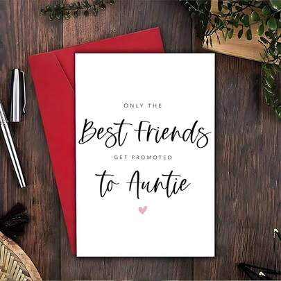 1pc Funny Pregnancy Announcement Card For Best Friends - "Only Best Friends Can Be Promoted To Aunt" Provides The Perfect Unique Gift For Designs, Parties, New Aunts And Celebrations