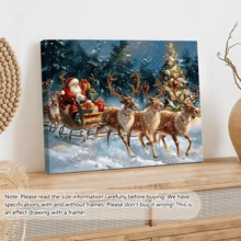 لوحة جدارية فينتاج قطعة واحدة، طباعة على قماش لسانتا كلوز وعربة الأيائل، للاستخدام الداخلي أو الخارجي، موضوع السيد كلوز، ديكور عيد الميلاد | ملصق عيد الميلاد | مؤطر أو غير مؤطر، ديكور الغرفة، ديكور المنزل، ديكور غرفة طالب الجامعة، هدايا لديكور الجدران في الفندق، المنزل، غرفة المعيشة، غرفة النوم، الحمام والمكتب