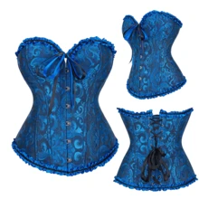 Corset Corset Floral Waist Shaping Belt - Màu xanh lam - Xem 2