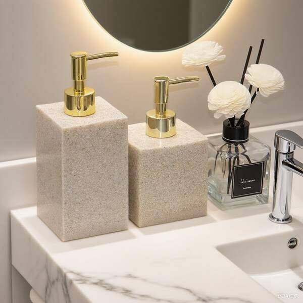 1pc Middle Eastern Style Faux Sandstone Bathroom Liquid Soap Dispenser, 230ml/400ml/500ml 3 Sizes, Refillable Pump Head, Suitable For Liquid Hand Soap, Shampoo, Body Wash, Conditioner