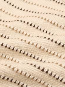 1pc Toddler Boys/Girls Striped Knit Pullover Sweater, Beige, Suitable For Autumn & Winter - Beige - View 7