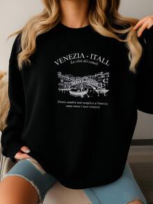 Venice Sweatshirt, Unisex Sweater, Italy, Italy Sweater, Venezia Italia, Venice Italy, Perfect Gift, Venice Shirt, Venice Style, Canals - Black - View 1