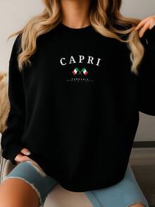 Capri Sweatshirt, Capri Italy, Capri Sweater, Sorrentine, Capri Italia Mediterranean Sweater, Italian Style, Perfect Gift - màu đen - Xem 1