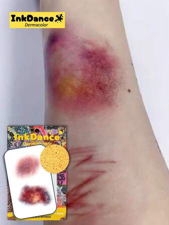 “血淋淋的瘀伤”1 套临时纹身，假纹身，防水，真实纹身外观，万圣节疤痕，血伤割伤划痕缝线，恐怖妆容，色彩鲜艳，易于粘贴和去除，男士，CSD058