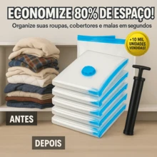 Sacos A Vácuo 40x60cm Com Bomba Succção De Guarda Roupa Para Viagem Organização Malas - Transparente - Visão 6