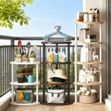 5/6 Tier Corner Shelf Stand,  Shelves Display Shelf For Living Room Decor, Wall Corner Bookshelf Multi Unit Organizer, Tall Shelf Plant Stand For Bedroom, Bathroom, Black - 深胡桃黑 - 查看 3