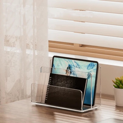 1pc Acrylic Mail Organizer, Desktop Mail Sorter, Letter Holder, Desk Organizer, Suitable For Home, Office, Kitchen Counter, Transparent Mail Organizer