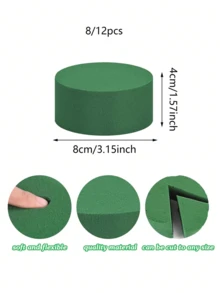 8 cm Mousse florale ronde verte de haute qualité, mousse pour arrangement floral réutilisable, argile florale absorbant l'eau, convenant aux bouquets humides et secs. Parfait pour les mariages, les demandes en mariage, les fêtes, les anniversaires, les jardins, la décoration de la maison et la décoration de la Saint-Valentin. Pour la décoration centrale de table de fête, les arrangements de fleurs fraîches et artificielles, les cadeaux de festival DIY et l'art floral DIY.