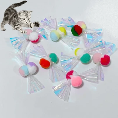 Cat Toys, Indoor Cat Interactive Toys - With Paper Crinkle Sound, Cat Toys, Colorful Self-Playing Chew Toys, No Battery Required, Suitable For All Breeds And Sizes Of Cats, Interactive Play, Bowknot Design, Pet Toys