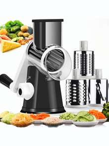 Cheese Grater, Kitchen Mandolin Vegetable Slicing Machine, With 7.62cm Replaceable Blades, Easy-To-Clean Rotary Fruit Grater Slicing Machine, Potato, Carrot, Nut Grinder - Multicolor - View 2