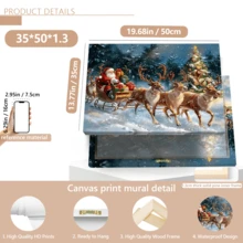 لوحة جدارية فينتاج قطعة واحدة، طباعة على قماش لسانتا كلوز وعربة الأيائل، للاستخدام الداخلي أو الخارجي، موضوع السيد كلوز، ديكور عيد الميلاد | ملصق عيد الميلاد | مؤطر أو غير مؤطر، ديكور الغرفة، ديكور المنزل، ديكور غرفة طالب الجامعة، هدايا لديكور الجدران في الفندق، المنزل، غرفة المعيشة، غرفة النوم، الحمام والمكتب