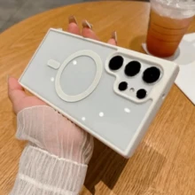 Compatible With Samsung Galaxy S25/S24/S23/S22 Plus Clear Hard Acrylic Magnetic Phone Case, Compatible With IPhone 16 15 14 13 12 11 Pro Max, Luxury - 藍色 - 查看 6