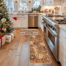 1 pièce/2 pièces/3 pièces Paillasson en peluche à thème de Noël, avec éléments de Noël multicolores. Tapis mignon en forme d'homme en pain d'épices et de maison de dessin animé. Tapis de Noël, tapis du Nouvel An, tapis de salon, tapis de chambre à coucher, tapis de salle à manger, tapis de cuisine, très absorbant