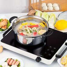 Stainless Steel Mini Pot, 1 Pot And 1 Glass Lid - Kitchen Pots, Soup And Noodle Cooking Pot, Compatible With Electric Stovetops, Versatile Pot With Lid, No Power Supply Needed, Size 18cm/7.09in Pot Mouth Diameter - Black - View 2