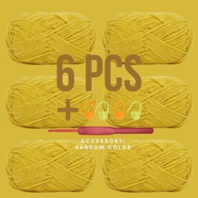 1 Package/6 Packages (50g/Package) Cute Little Ah 3mm Fine Ice Yarn, Soft And Fine Texture, For Knitting Baby Items, Jacket, Hat, Shoes, DIY Handicrafts, Home Decor, Etc. (6 Packages With A Free Crochet Hook Set) - Multicolor - View 30