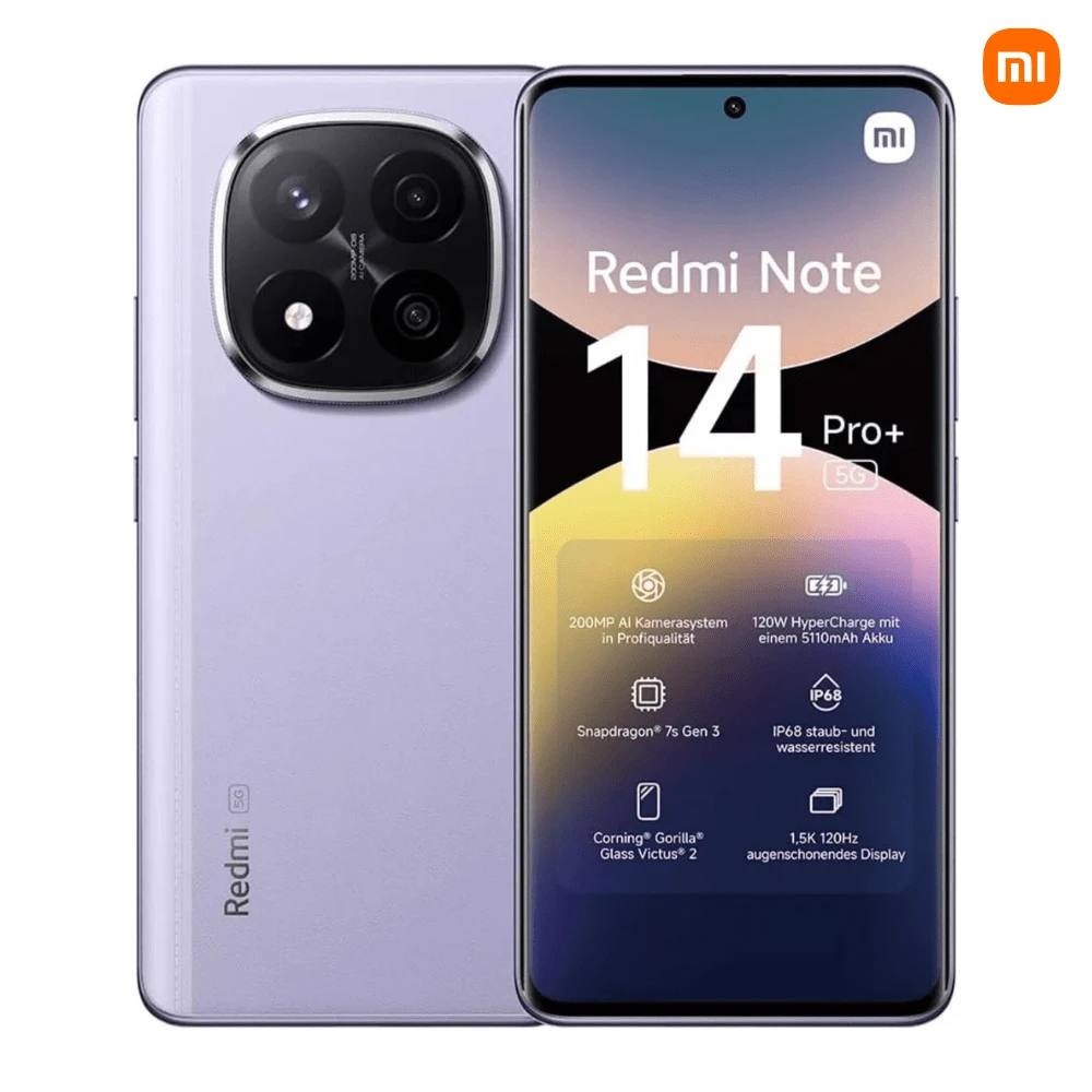 Xiaomi Redmi Note 14 Pro+ 5G Smartphone, 6.67-Inch 1.5K AMOLED Display, Fingerprint Sensor, 200 MP Camera, NFC, 120 W Fast Charging (Charger Not Included)