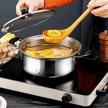 Stainless Steel Mini Pot, 1 Pot And 1 Glass Lid - Kitchen Pots, Soup And Noodle Cooking Pot, Compatible With Electric Stovetops, Versatile Pot With Lid, No Power Supply Needed, Size 18cm/7.09in Pot Mouth Diameter - Black - View 5