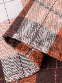 Taplak Meja Persegi Panjang Motif Kotak-kotak Musim Gugur/Dingin, Taplak Meja Kotak-kotak Cokelat Motif Kerbau Cocok Untuk Restoran, Dapur, Pesta Bertema, Meja Makan, Meja Persegi, Halloween, Dekorasi Sehari-hari - Oranye - View 5