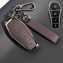 高品质锌合金钥匙扣套,适用于比亚迪宋/Plus ATTO 的钥匙扣,汽车钥匙遥控器保护壳,适用于比亚迪宋/Plus ATTO 3、海豚、唐、黛米、秦、元 Pro E9 无钥匙进入,时尚黑色保护壳,带金属钥匙圈和金属质感,汽车钥匙保护 | 优雅的钥匙扣 | 高品质钥匙壳,汽车钥匙保护套。 - 彩色 - 查看 14