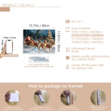 لوحة جدارية فينتاج قطعة واحدة، طباعة على قماش لسانتا كلوز وعربة الأيائل، للاستخدام الداخلي أو الخارجي، موضوع السيد كلوز، ديكور عيد الميلاد | ملصق عيد الميلاد | مؤطر أو غير مؤطر، ديكور الغرفة، ديكور المنزل، ديكور غرفة طالب الجامعة، هدايا لديكور الجدران في الفندق، المنزل، غرفة المعيشة، غرفة النوم، الحمام والمكتب