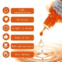 علبة 24 لون / 10 مل صبغة شفافة عالية الشفافية على أساس زيتي ، صبغة شفافة لراتنج الإيبوكسي الأشعة فوق البنفسجية ، غراء AB عالمي