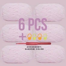 1 Package/6 Packages (50g/Package) Cute Little Ah 3mm Fine Ice Yarn, Soft And Fine Texture, For Knitting Baby Items, Jacket, Hat, Shoes, DIY Handicrafts, Home Decor, Etc. (6 Packages With A Free Crochet Hook Set) - Multicolor - View 27