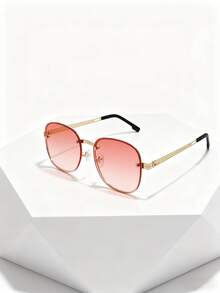 Fashionable Square Retro Women's Glasses, Metal Splice Slimming Decorative Glasses, Women's Daily Fashion Accessory